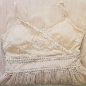 American Rag| Lace And Tulle Cute Cream Midi Dress